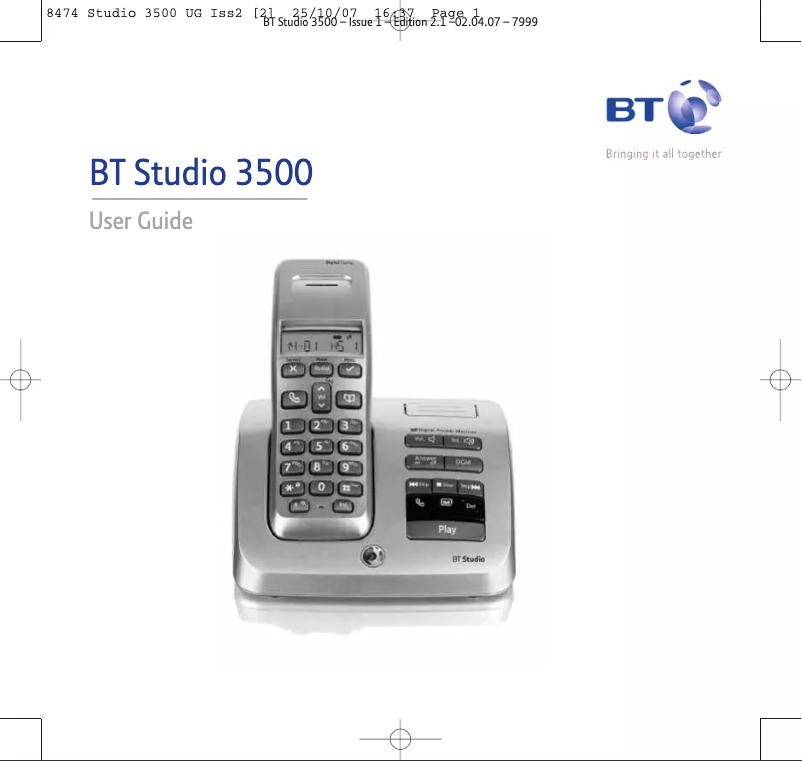 Página 1 del manual Manual de usuario British Telecom Studio 3500 Twin