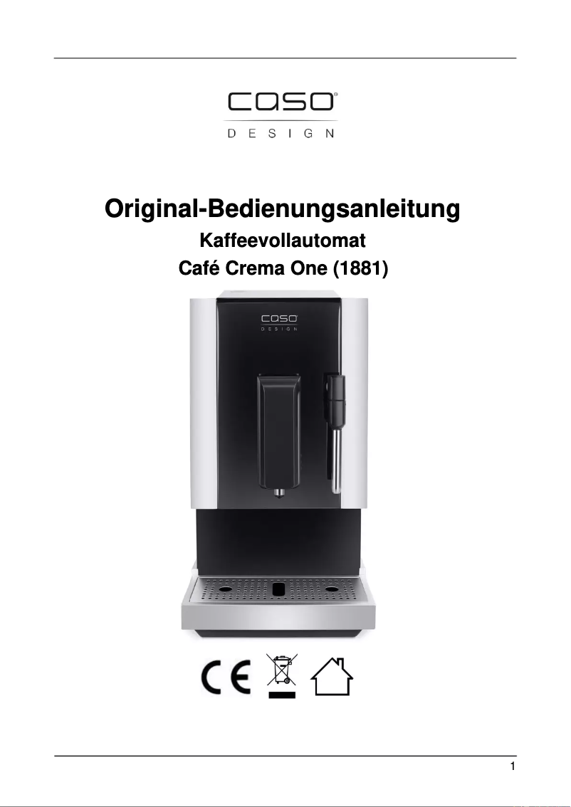 Page n°1 - Manuel utilisateur Caso Café Crema One 1881