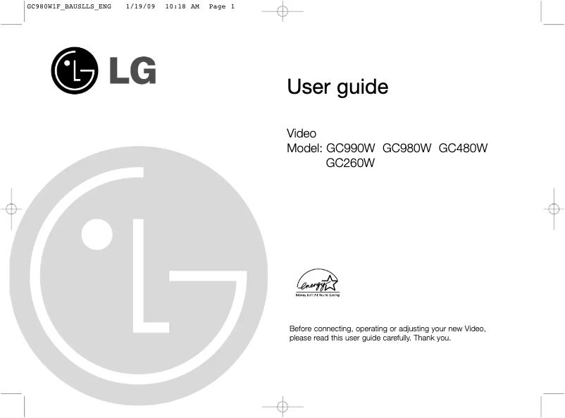 Page n°1 - Manuel utilisateur LG GC980W