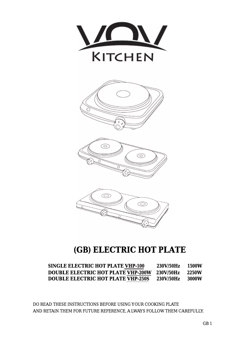Image de la première page du manuel de l'appareil VHP-100