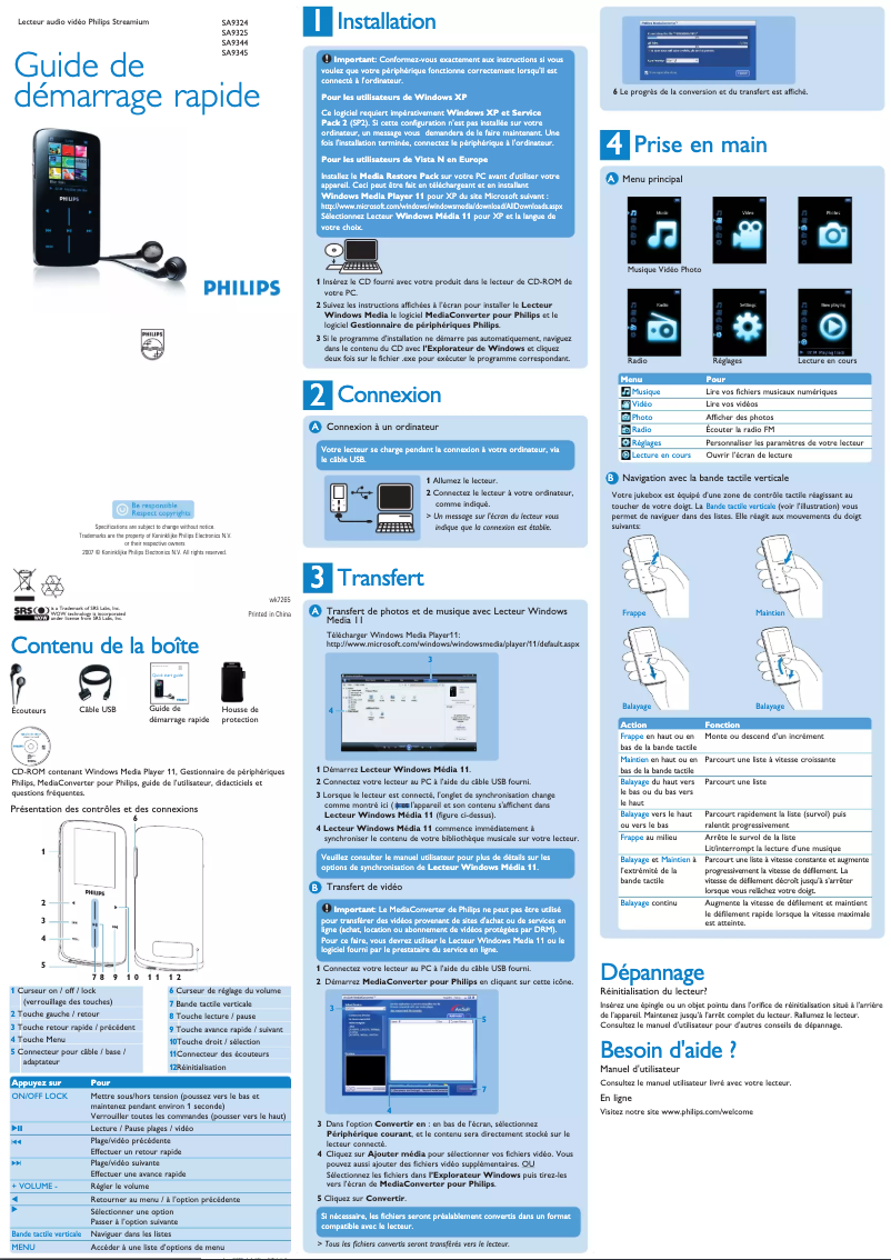 Página 1 del manual Guía de inicio rápido Philips Streamium SA9345