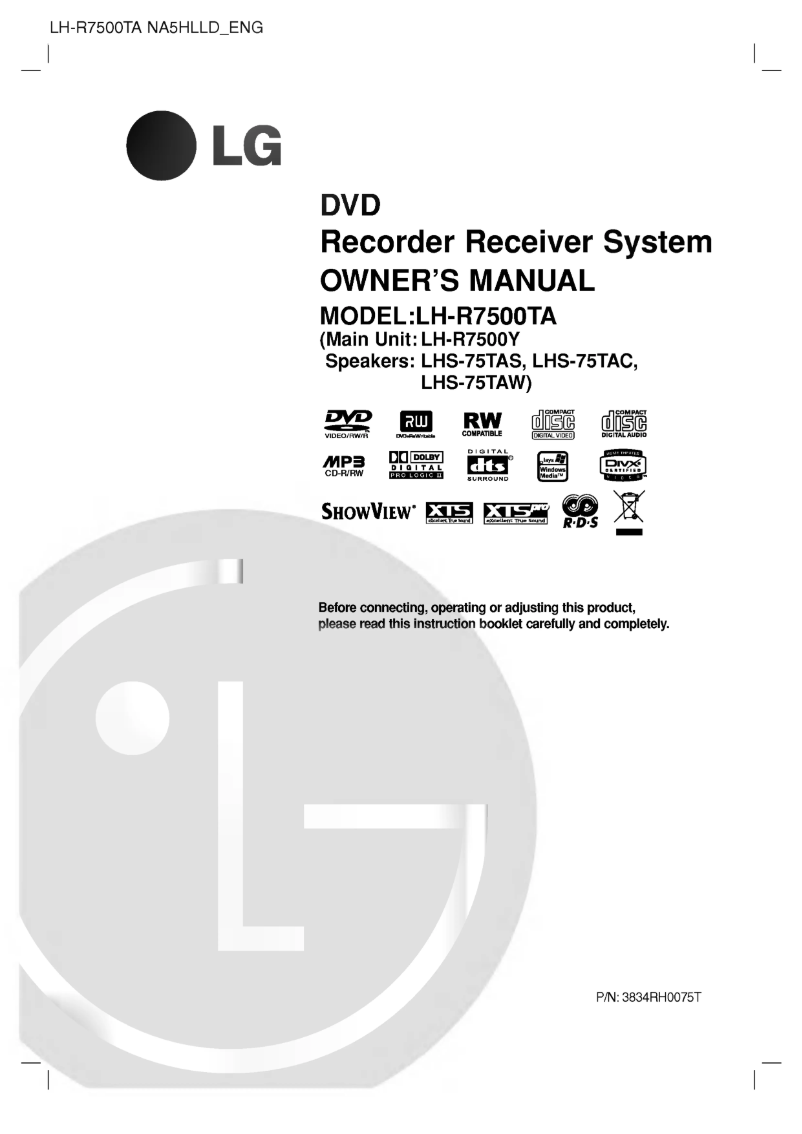 Page 1 de la notice Manuel utilisateur LG LH-R7500TA
