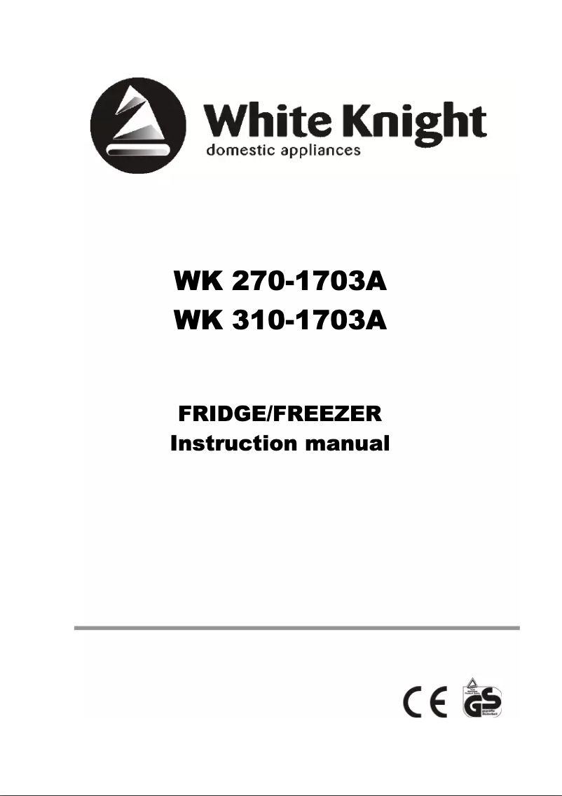 Page 1 de la notice Manuel utilisateur White Knight WK 310-1703A