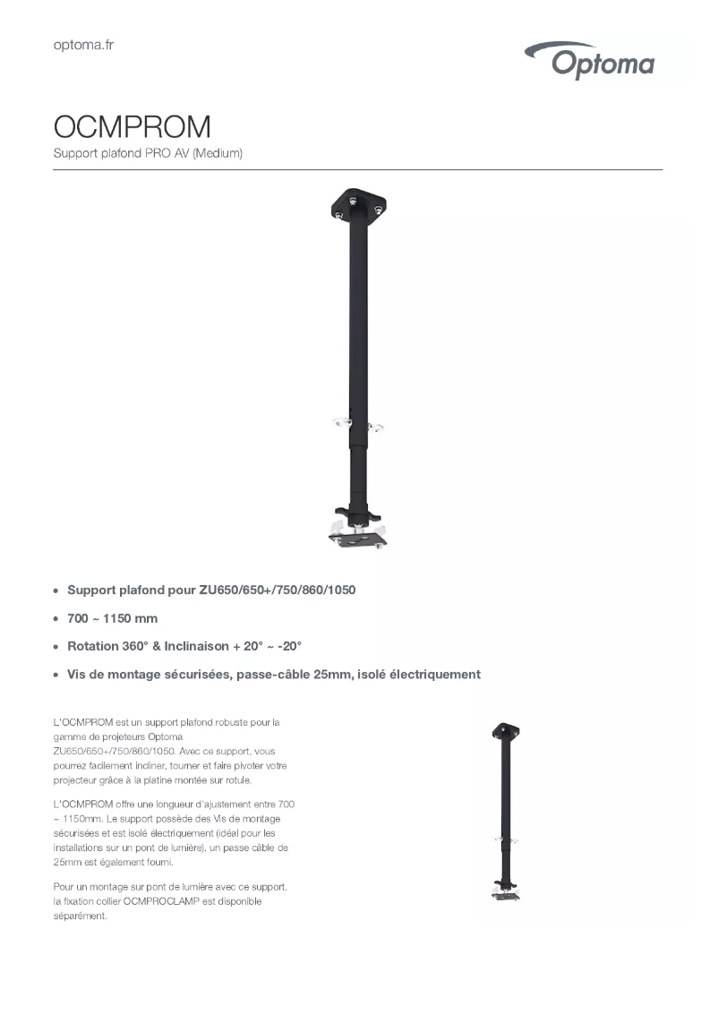 Page n°1 - Manuel utilisateur Optoma OCMPROM