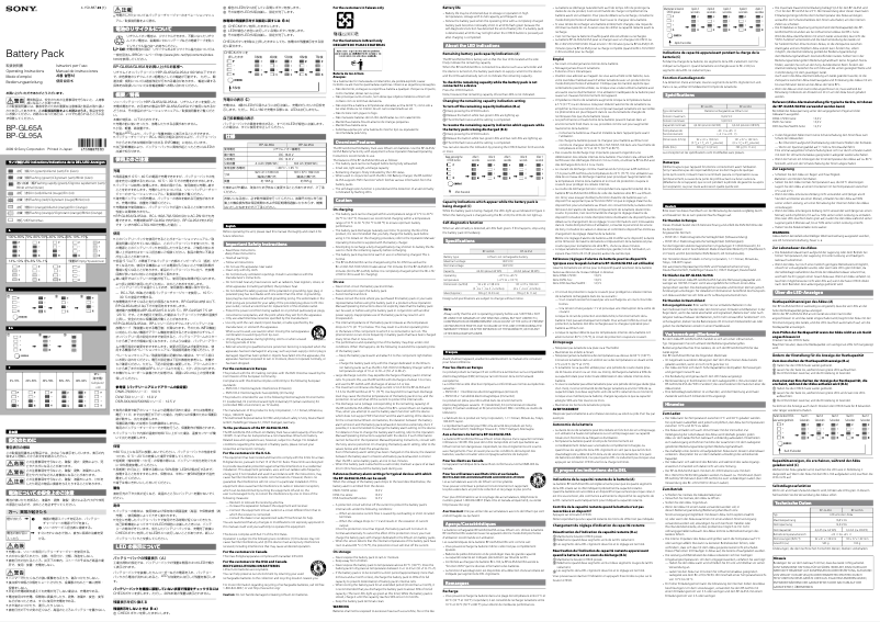 Page n°1 - Manuel utilisateur Sony BP-GL95A