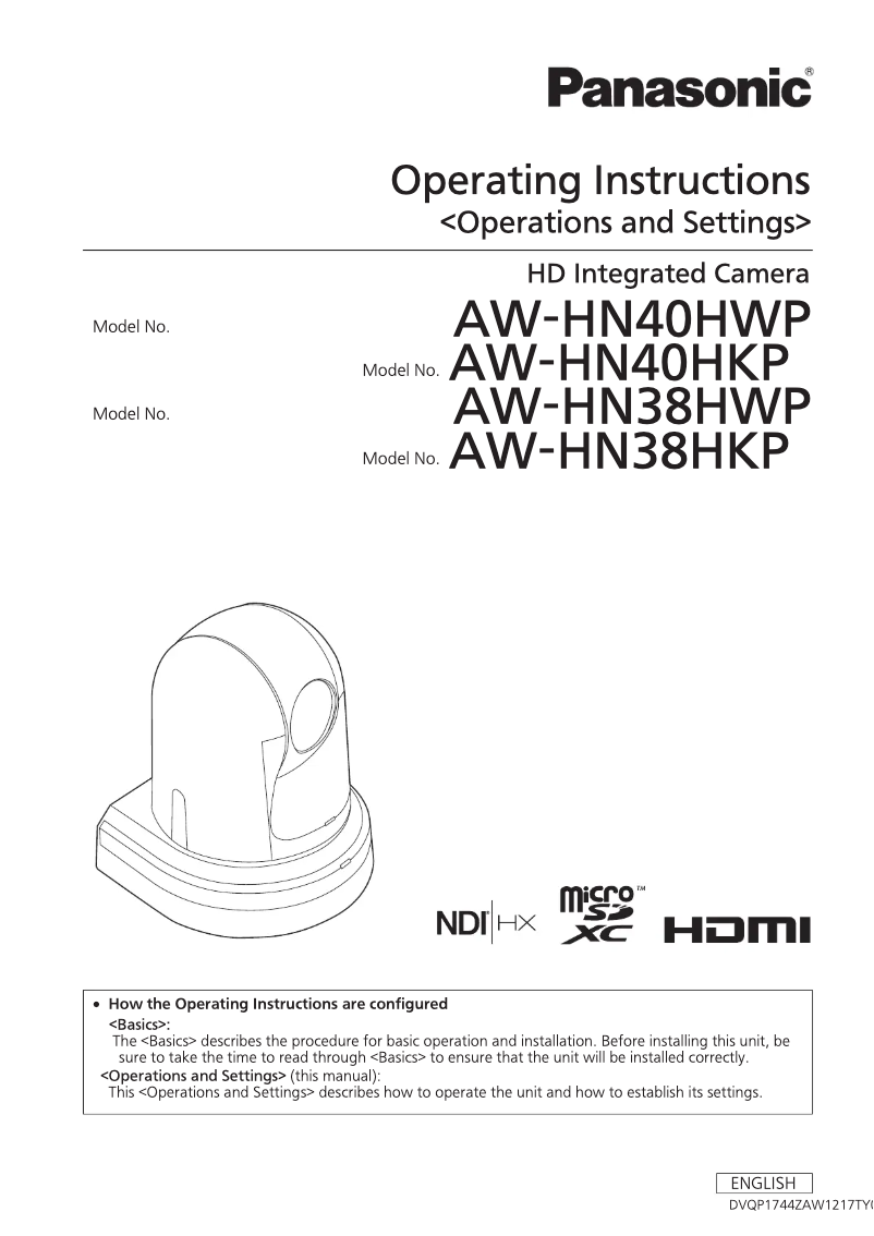 Page 1 de la notice Manuel utilisateur Panasonic AW-HN38