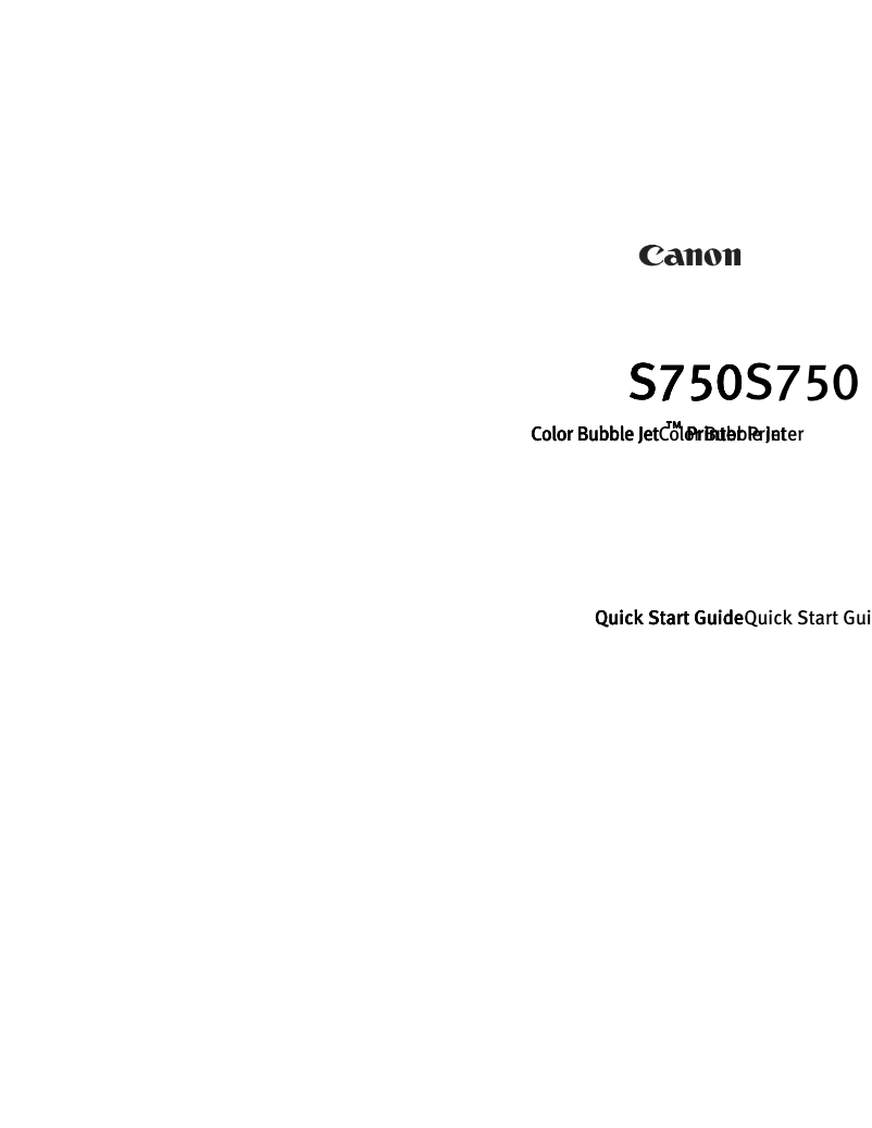 Page 1 de la notice Guide de démarrage rapide Canon Bubble Jet S750