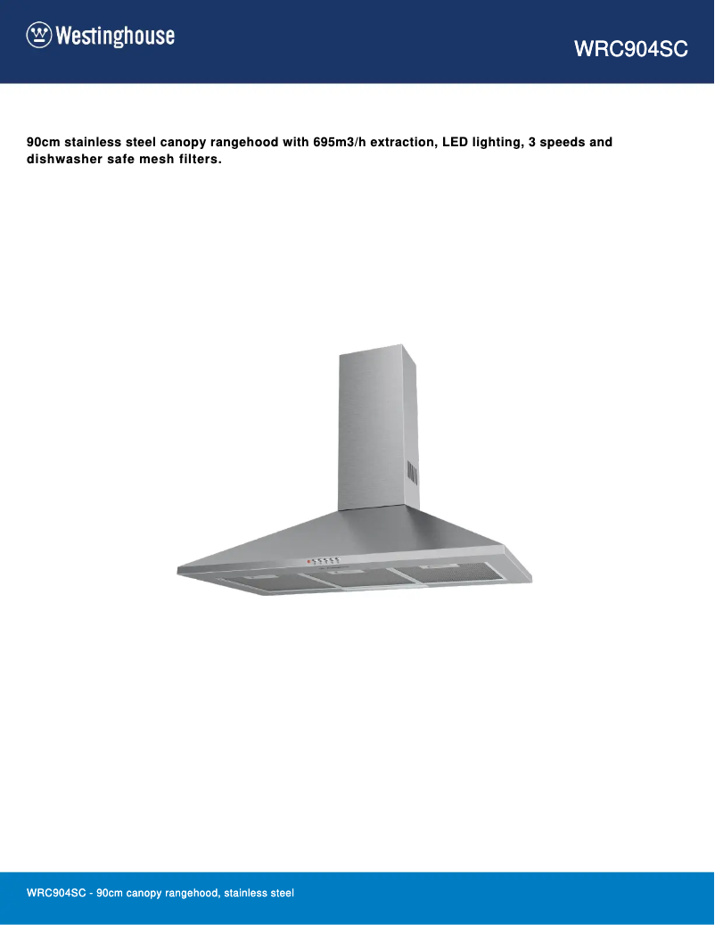 Page n°1 - Fiche technique Westinghouse WRC904SC