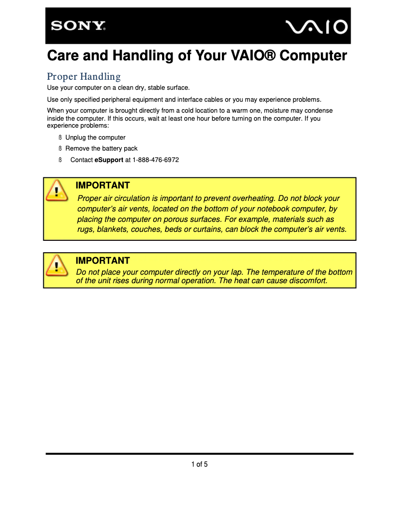 Page n°1 - Manuel utilisateur Sony Vaio VGN-BZ579TBB