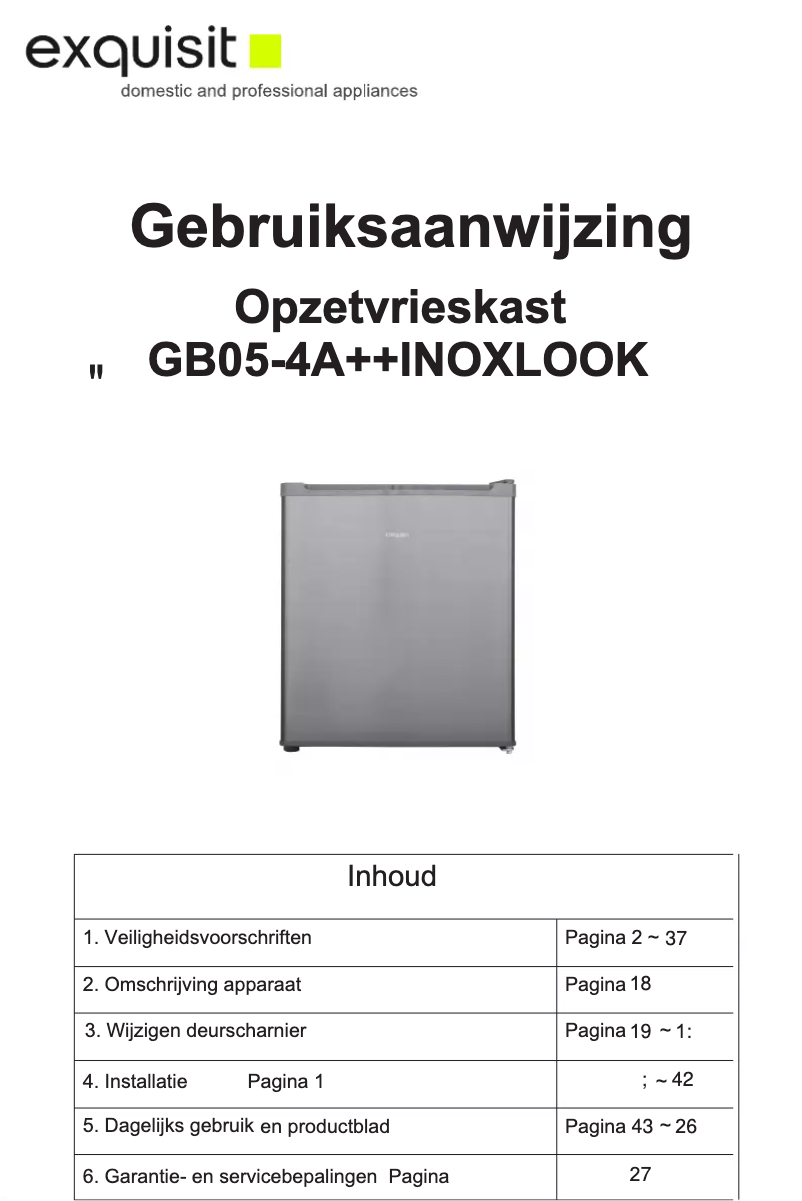 Page 1 de la notice Manuel utilisateur Exquisit GB05-4A++