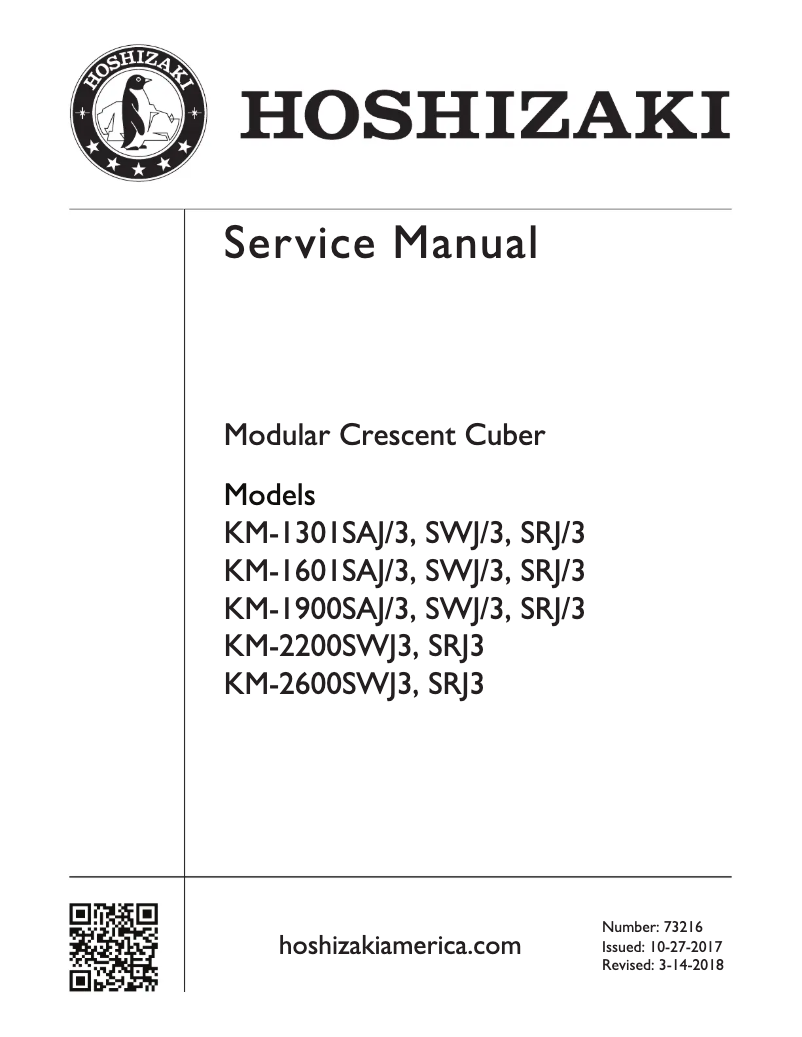 Page 1 de la notice Manuel utilisateur Hoshizaki KM-1601SAJ