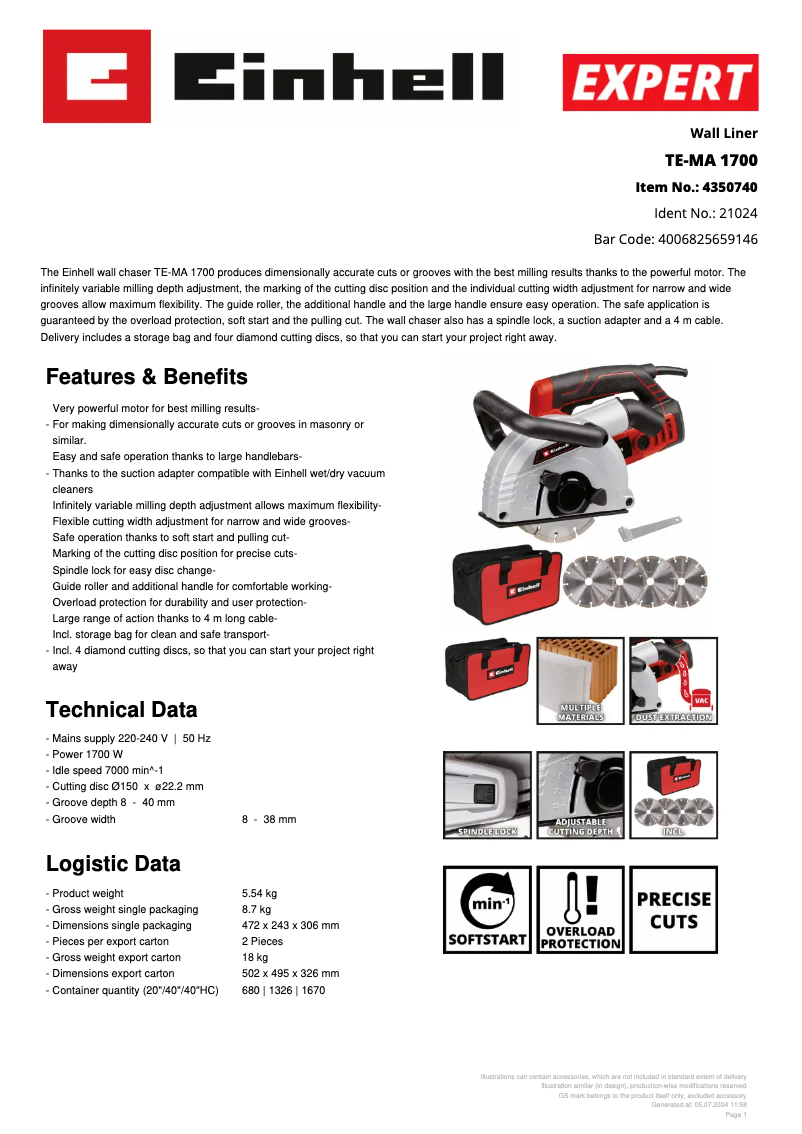 Image de la première page du manuel de l'appareil TE-MA 1700