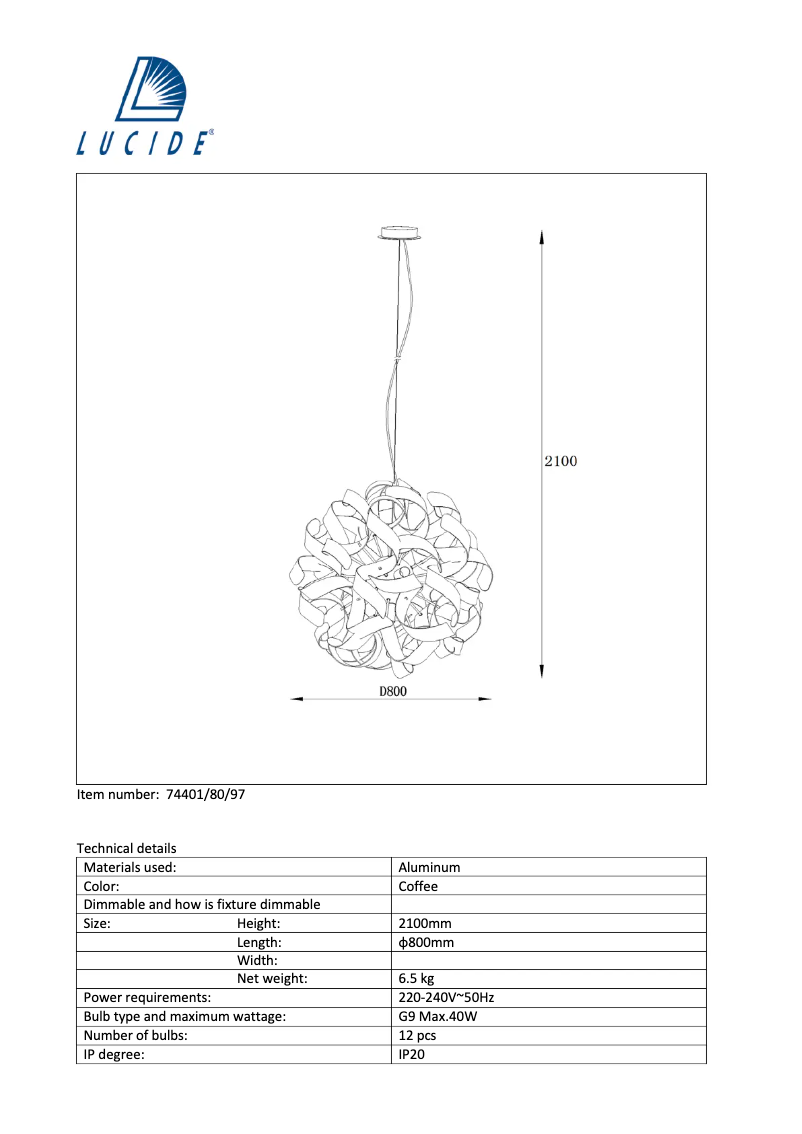 Page n°1 - Manuel utilisateur Lucide Atoma 74401/80/97