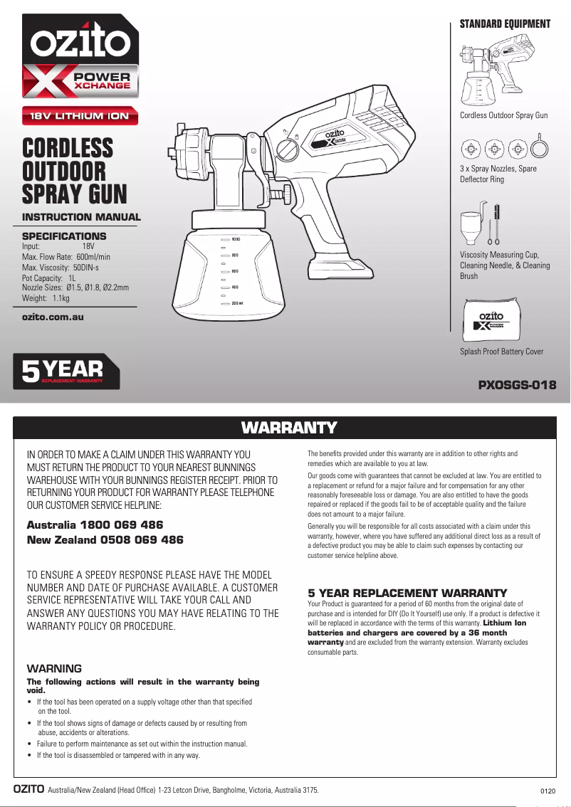 Image de la première page du manuel de l'appareil PXOSGS-018