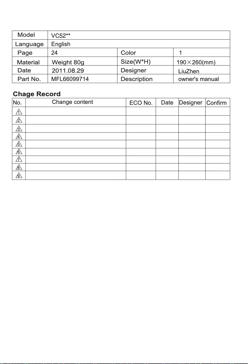 Image de la première page du manuel de l'appareil VC3018NHTY