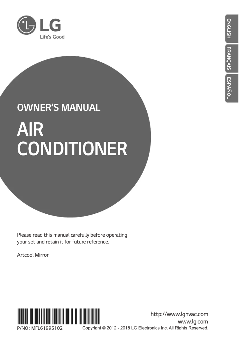 Page 1 de la notice Manuel utilisateur LG ARNU183S8R2