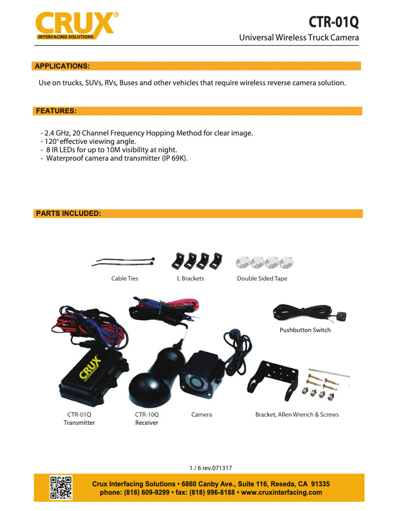 Page 1 de la notice Manuel utilisateur CRUX CTR-01Q