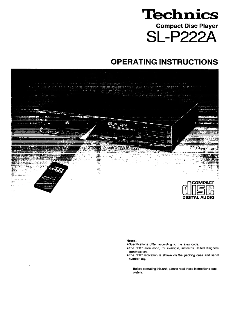 Page 1 de la notice Manuel utilisateur Panasonic SL-P222