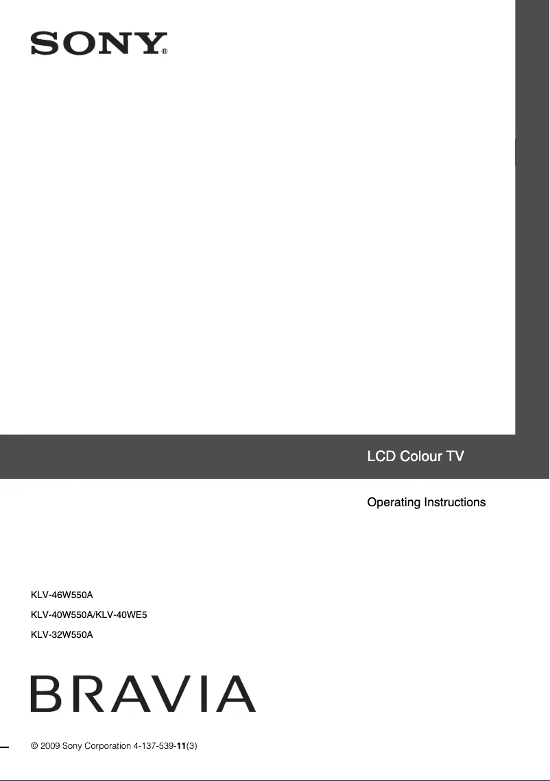 Page n°1 - Manuel utilisateur Sony Bravia KLV-32W550A