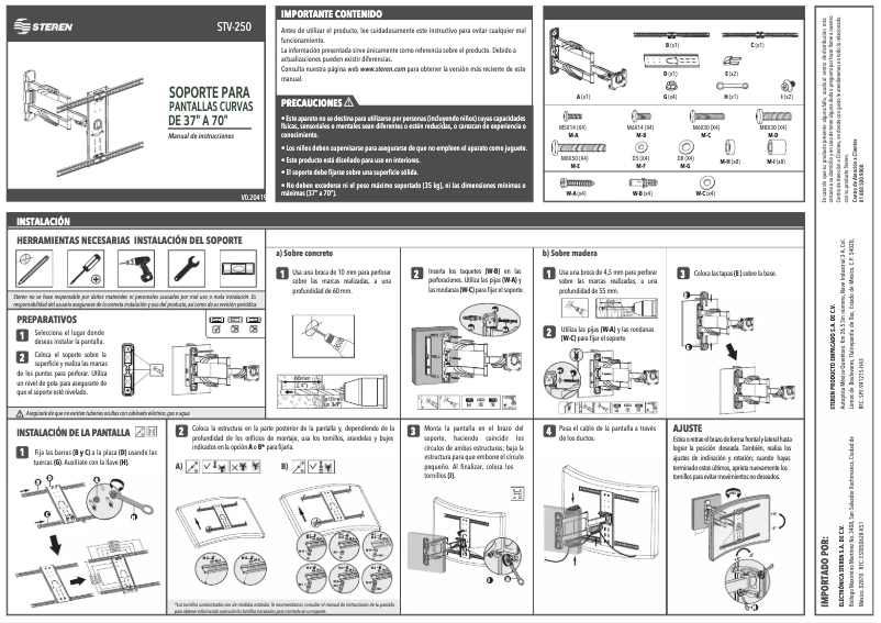 Page n°1 - Manuel utilisateur Steren STV-250