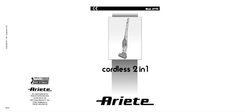 Page n°1 - Manuel utilisateur Ariete Cordless 2 in 1 2770
