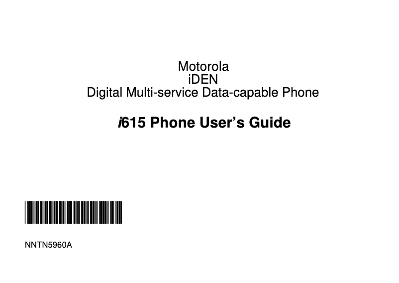 Page 1 de la notice Manuel utilisateur Motorola i615