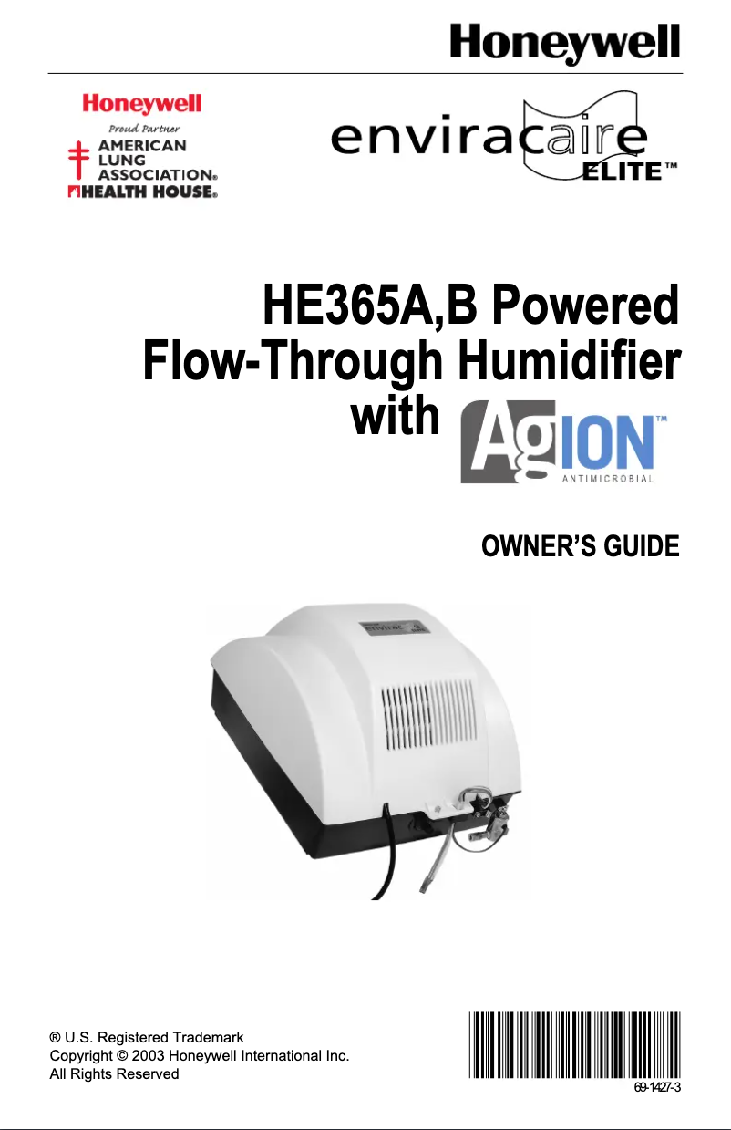 Page n°1 - Manuel utilisateur Honeywell HE365B