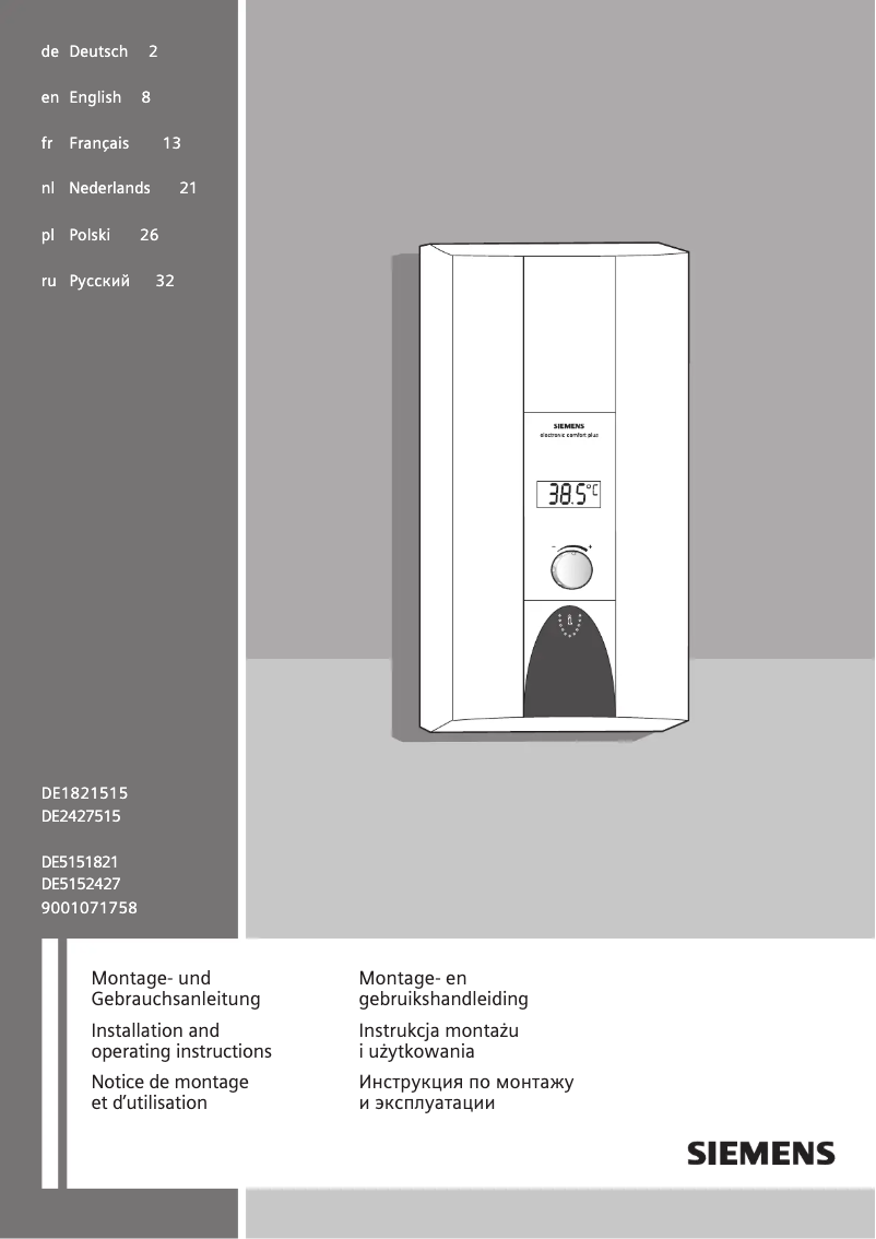 Image de la première page du manuel de l'appareil DE5151821