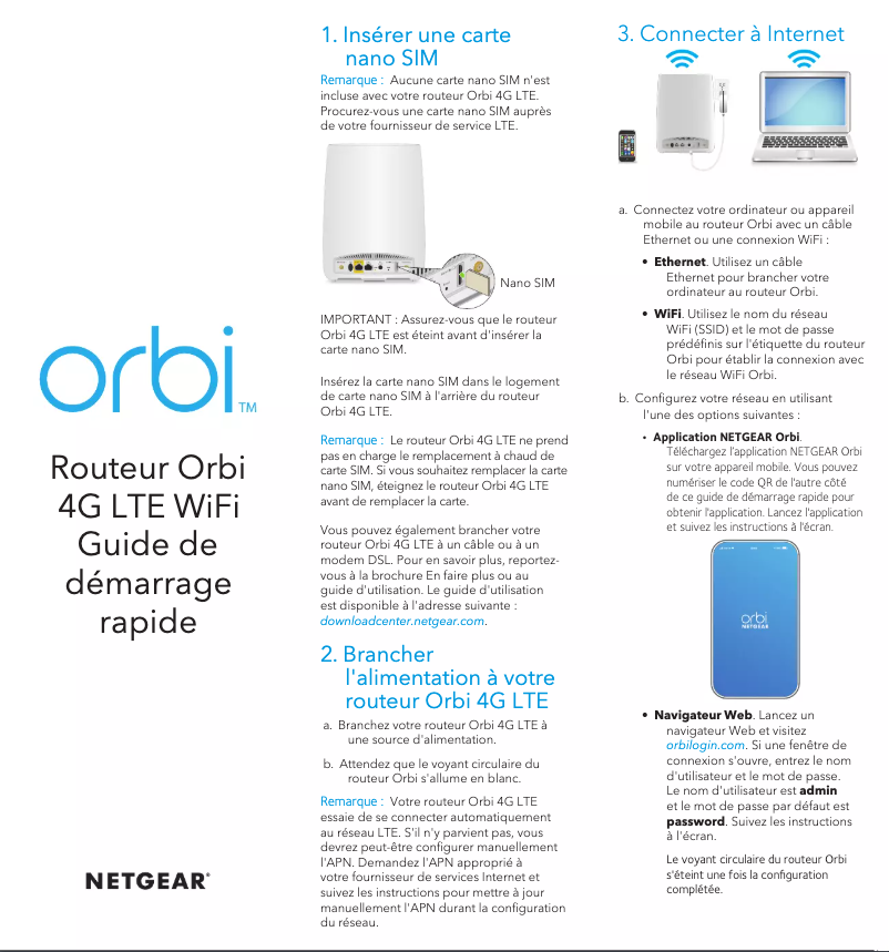 Image de la première page du manuel de l'appareil Orbi LBR20