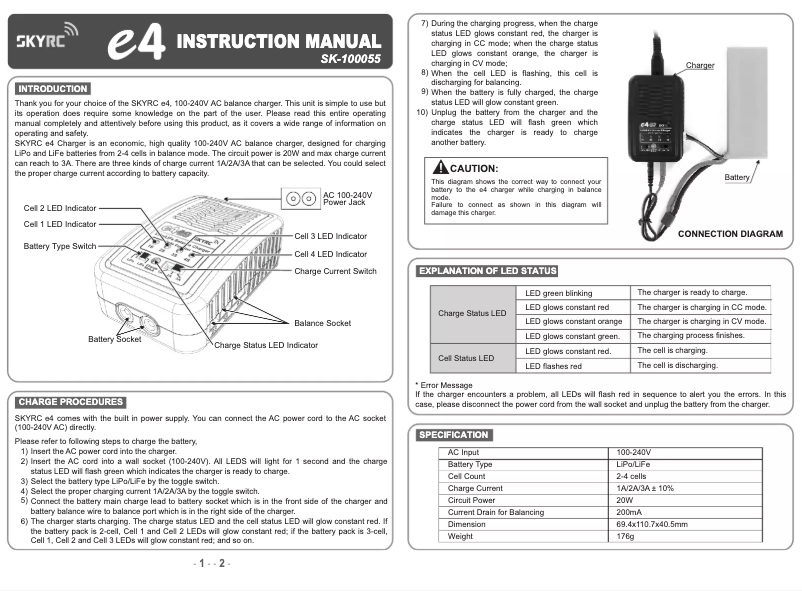 Page n°1 - Manuel utilisateur SkyRC e4