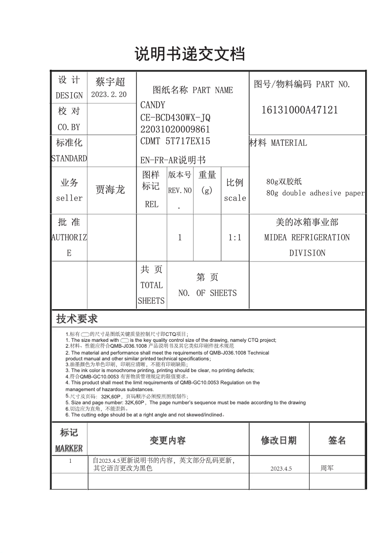 Page 1 de la notice Manuel utilisateur Candy CDMT 5T717EX15