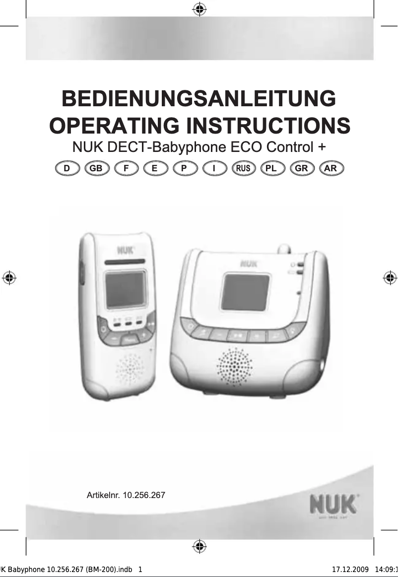 Page n°1 - Manuel utilisateur NUK DECT Eco Control+