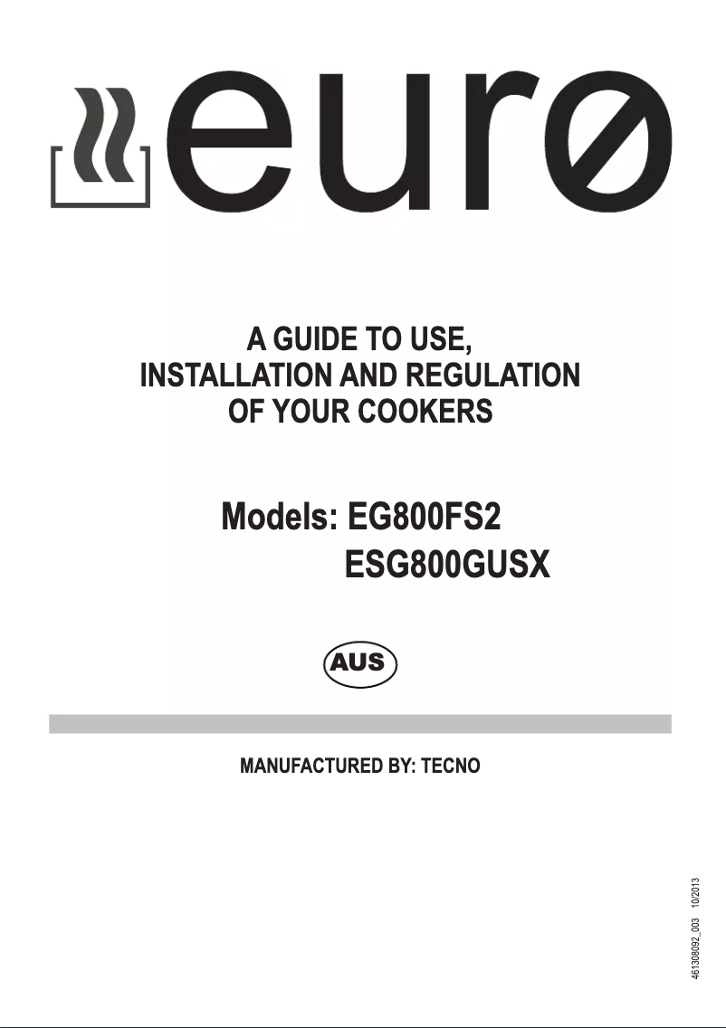 Page 1 de la notice Manuel utilisateur Euro Appliances ESG800GUSX