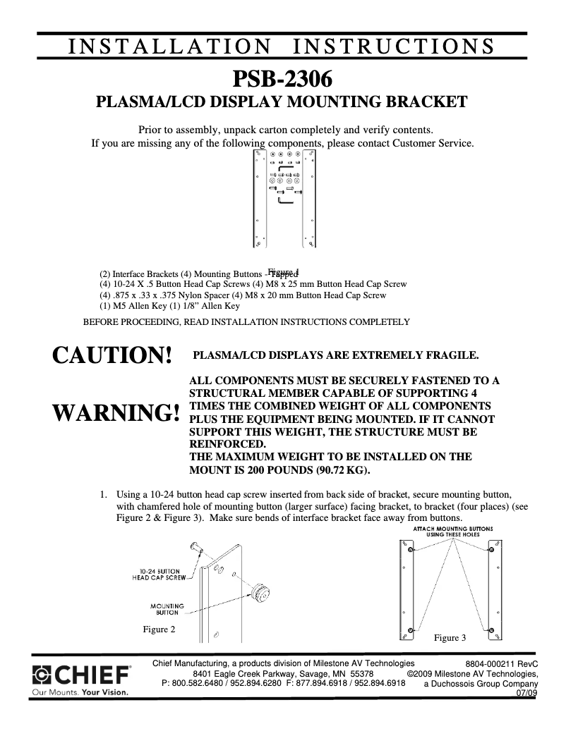 Page n°1 - Manuel utilisateur Chief PCM2306