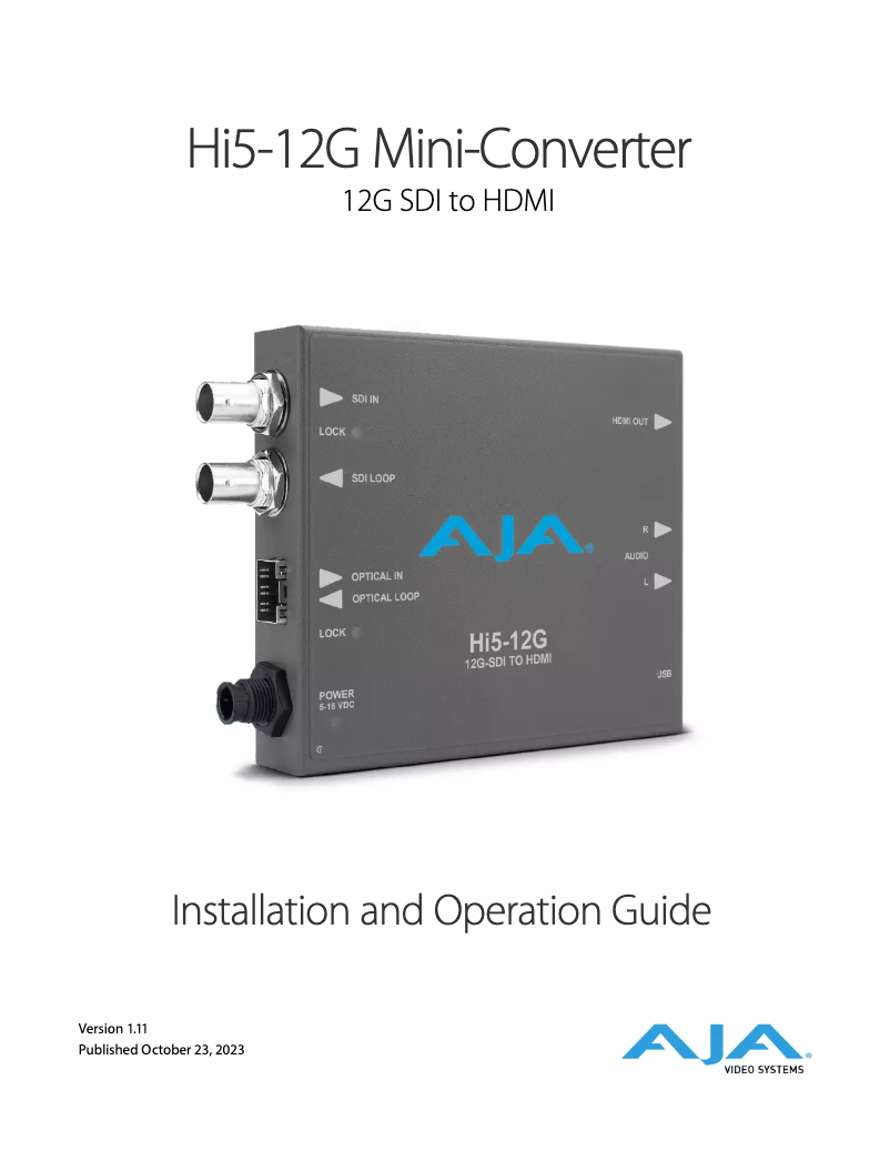 Image de la première page du manuel de l'appareil HI5-12G