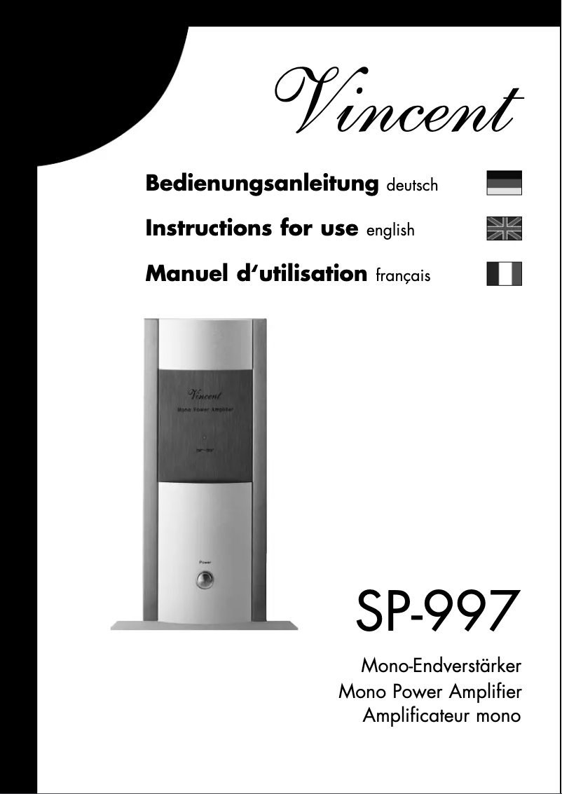 Page 1 de la notice Manuel utilisateur Vincent SP-997