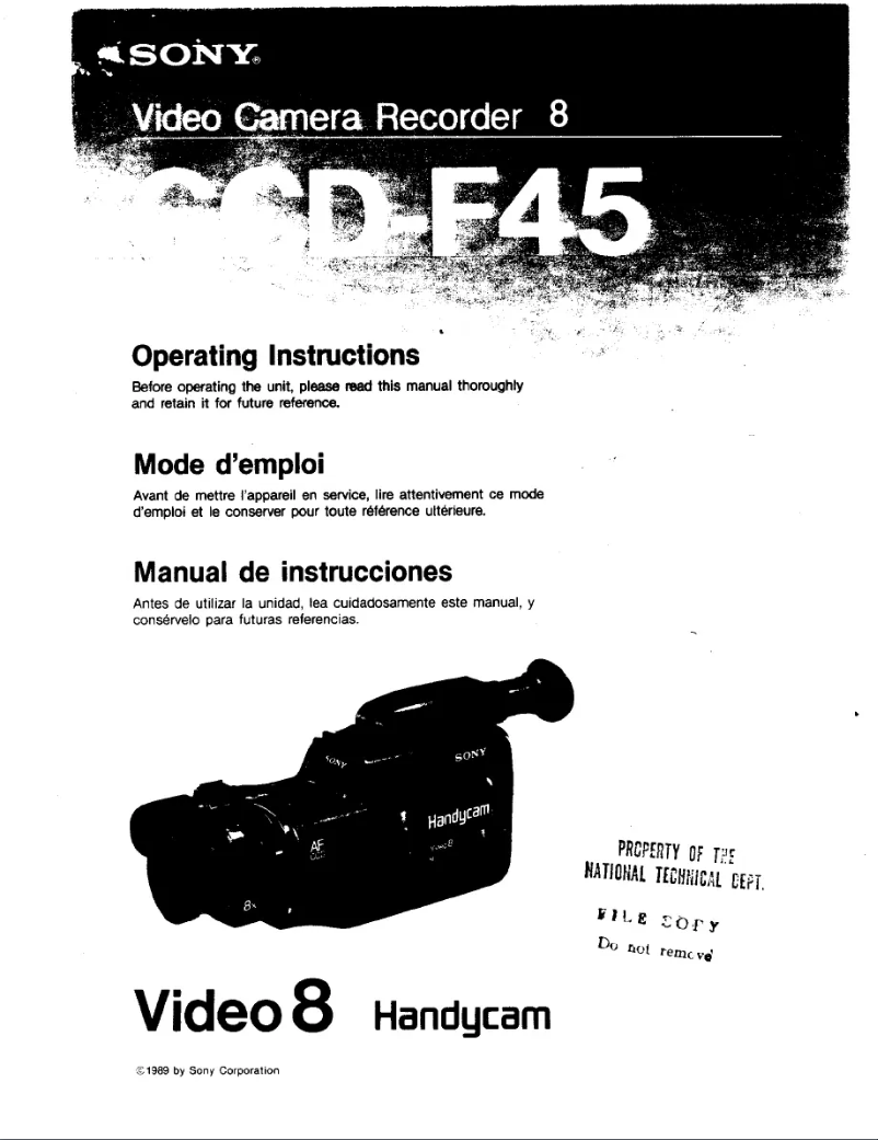 Image de la première page du manuel de l'appareil CCD-F45