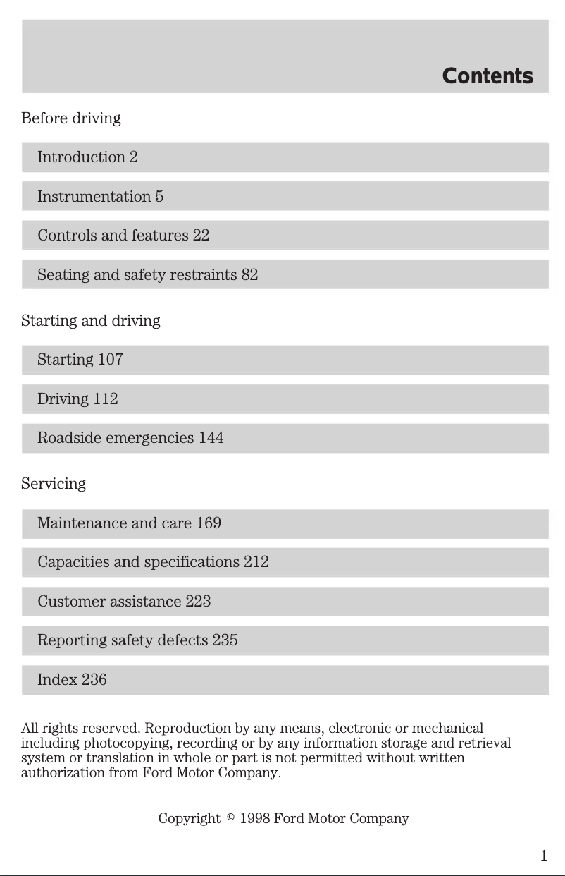 Page n°1 - Manuel utilisateur Ford F-550 (1999)