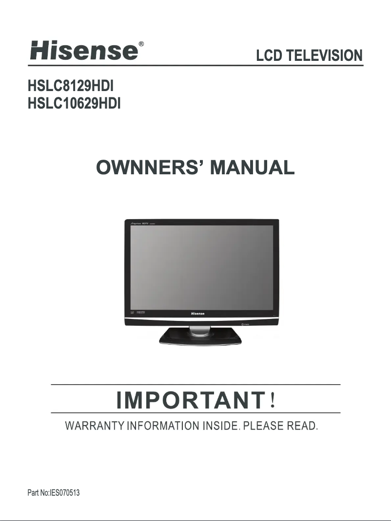 Page 1 de la notice Manuel utilisateur Hisense HSLC10629HDI