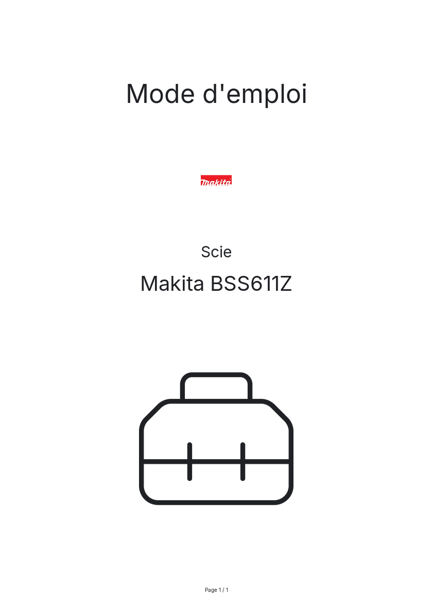 Page n°1 - Mode d'emploi Makita BSS611Z