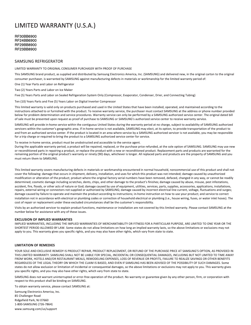 Image de la première page du manuel de l'appareil RF30BB6900AC