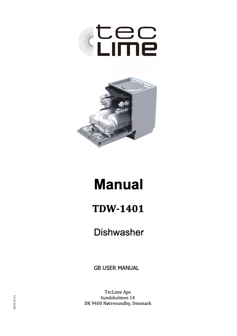 Page n°1 - Manuel utilisateur TecLime TDW-1401