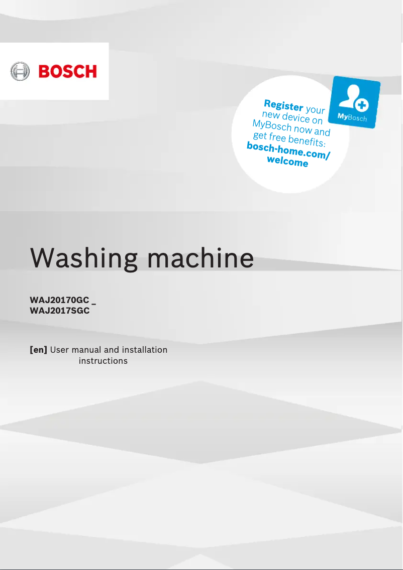 Page n°1 - Guide d'installation Bosch WAJ20170GC