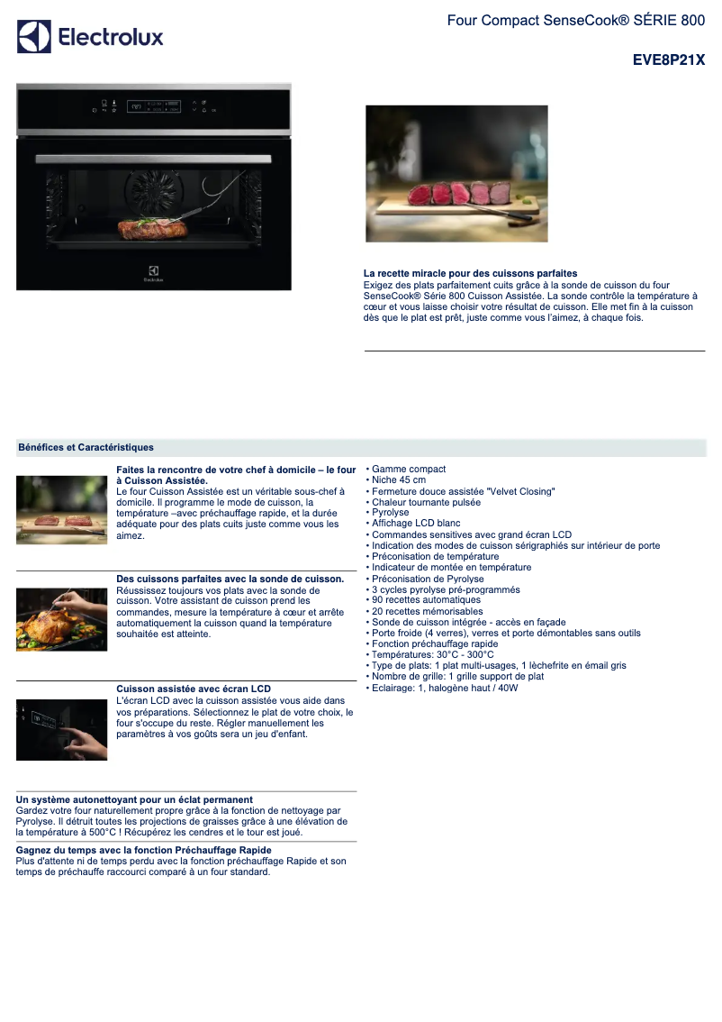 Page n°1 - Fiche technique Electrolux EVE8P21X