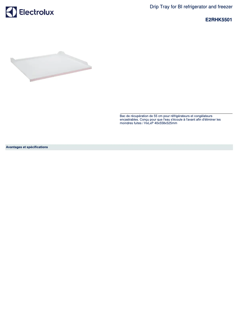 Image de la première page du manuel de l'appareil E2RHK5501