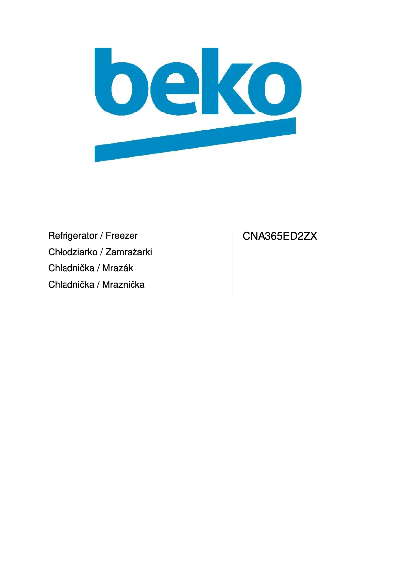 Page 1 de la notice Manuel utilisateur Beko CNA 365 ED2ZX