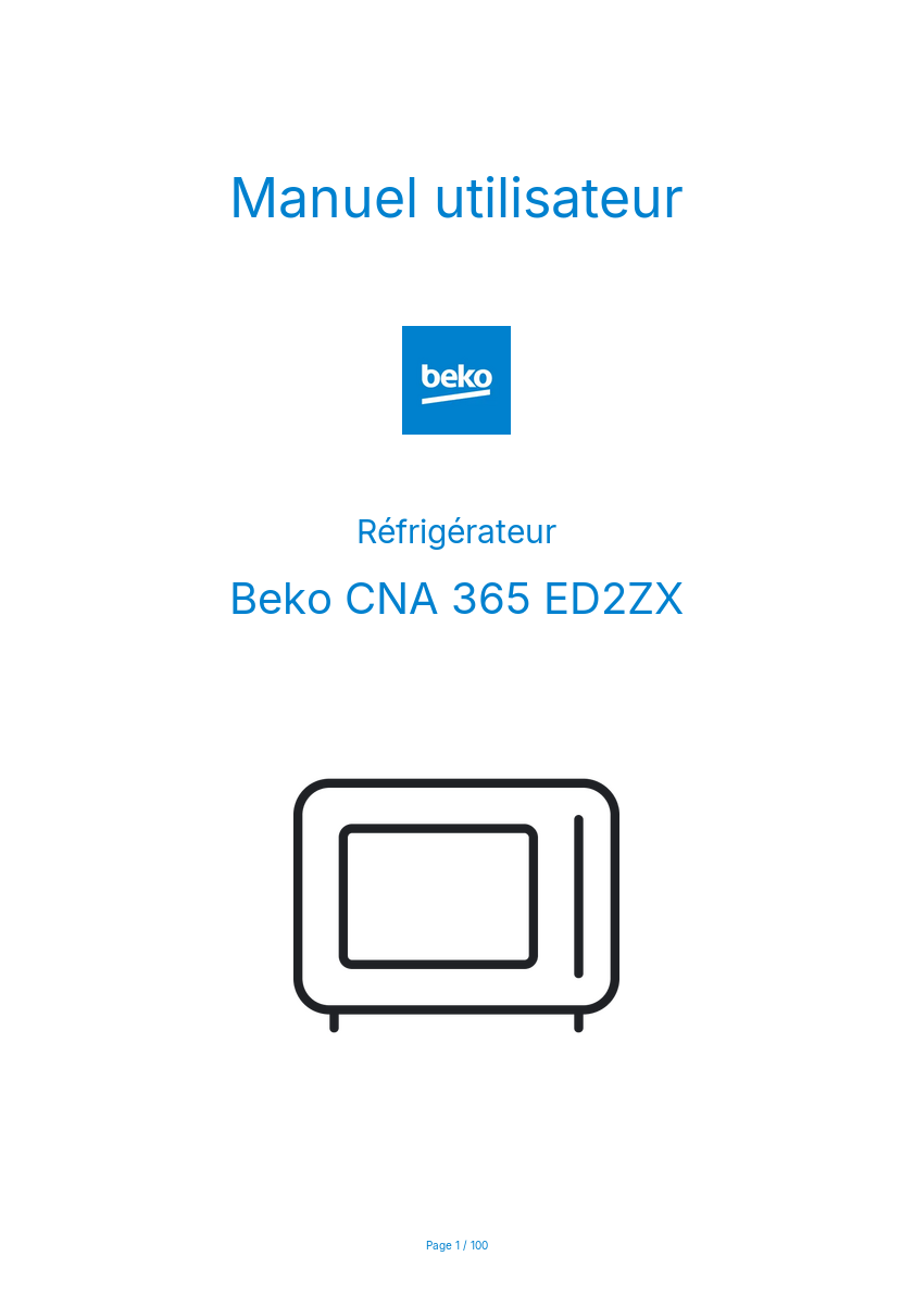 Image de la première page du manuel de l'appareil CNA 365 ED2ZX