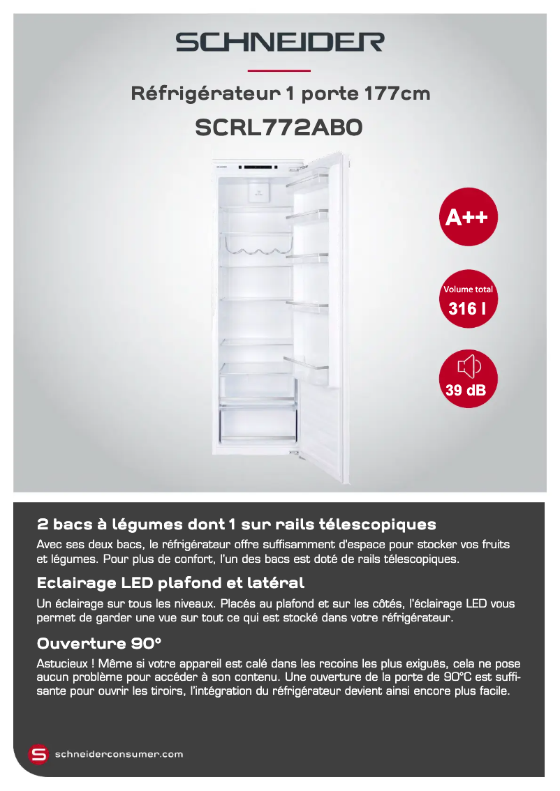 Page 1 de la notice Fiche technique Schneider SCRLA277B0