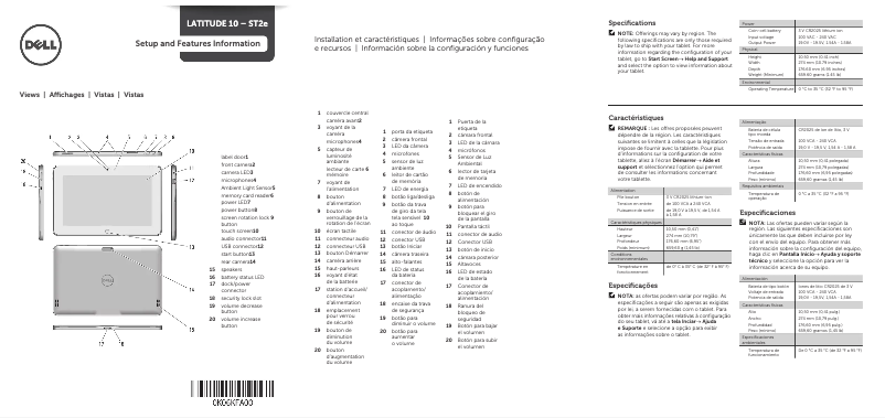 Page n°1 - Guide d'installation Dell Latitude 10 ST2e