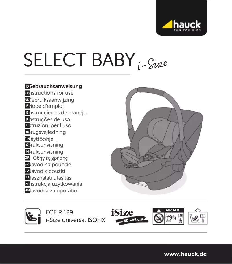 Página 1 del manual Manual de usuario Hauck Select Baby